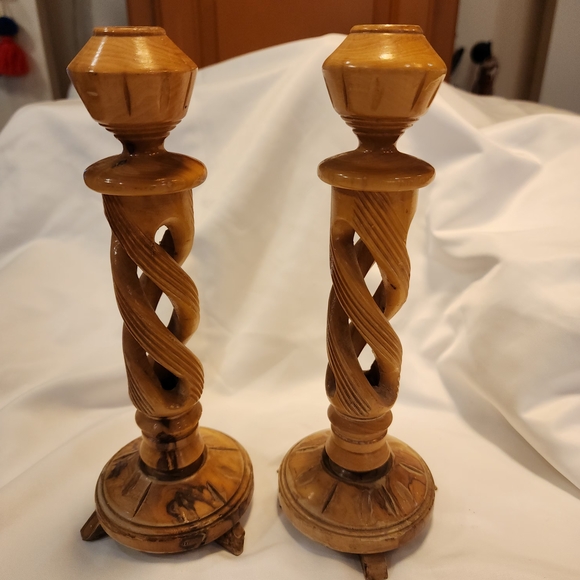 Bethlehem Vintage Wooden Candle Holders - Picture 2 of 9
